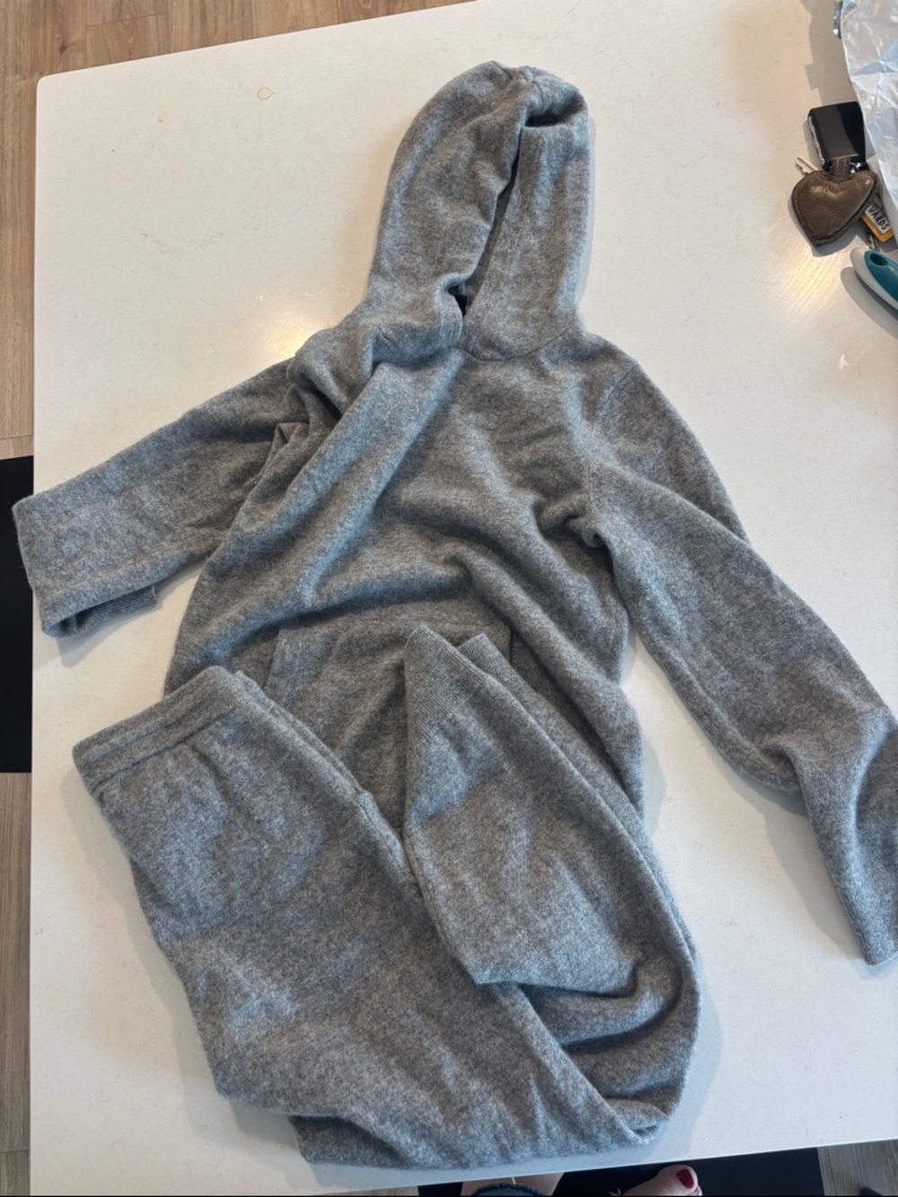 Quince Kids Gray Cashmere Cozy Hoodie and Jogger Set